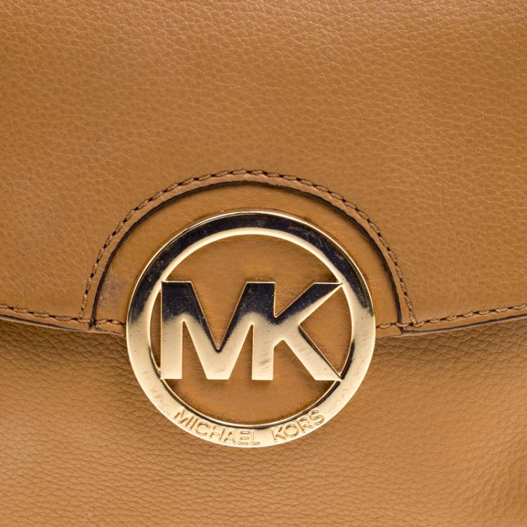 Pre Owned Michael Kors Brown Leather Flap Shoulder Bag