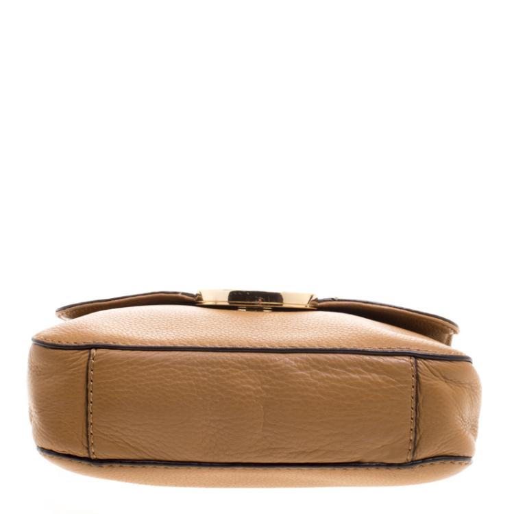 Pre Owned Michael Kors Brown Leather Flap Shoulder Bag