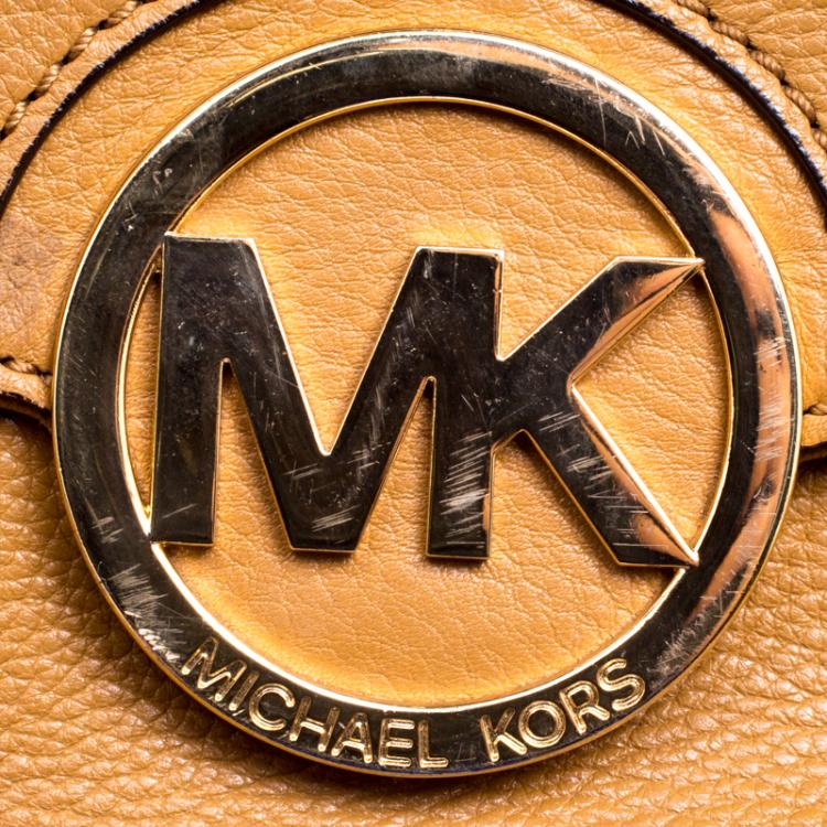 Pre Owned Michael Kors Brown Leather Flap Shoulder Bag