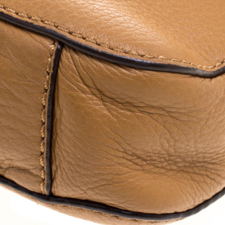 Pre Owned Michael Kors Brown Leather Flap Shoulder Bag