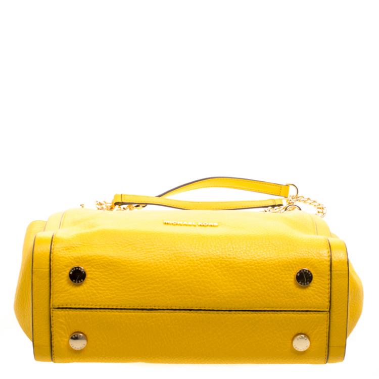 Pre Owned Michael Kors Yellow Leather Newbury Chain Tote