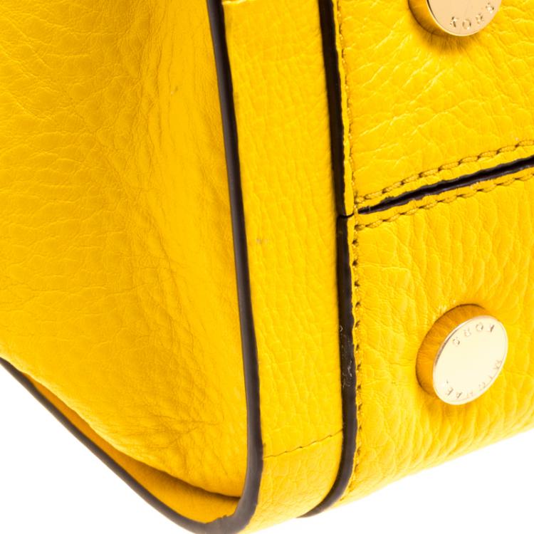 Pre Owned Michael Kors Yellow Leather Newbury Chain Tote