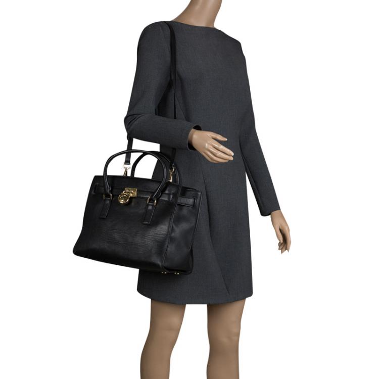 Pre Owned Michael Kors Black Leather Hamilton Satchel