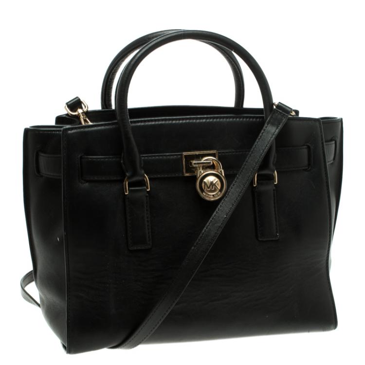 Pre Owned Michael Kors Black Leather Hamilton Satchel
