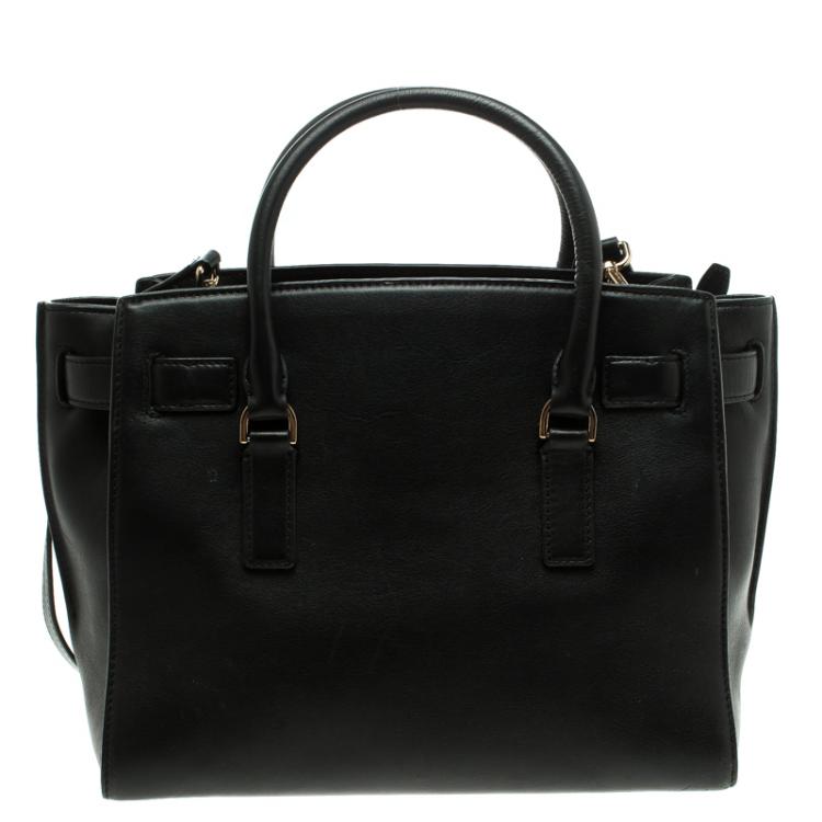 Pre Owned Michael Kors Black Leather Hamilton Satchel