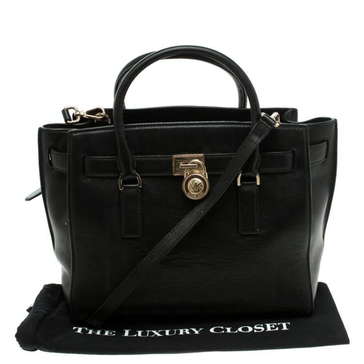 Pre Owned Michael Kors Black Leather Hamilton Satchel