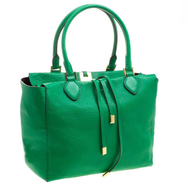 Pre Owned Michael Kors Green Soft Leather Miranda Tote