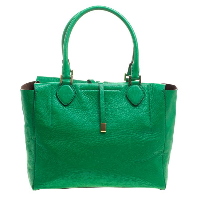 Pre Owned Michael Kors Green Soft Leather Miranda Tote