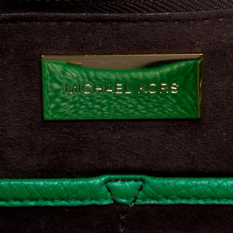 Pre Owned Michael Kors Green Soft Leather Miranda Tote