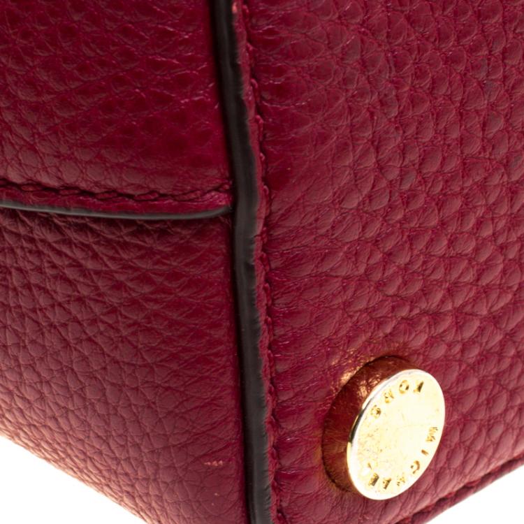 Pre Owned Michael Kors Red Leather Turn Lock Crossbody Bag