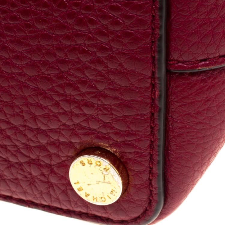 Pre Owned Michael Kors Red Leather Turn Lock Crossbody Bag