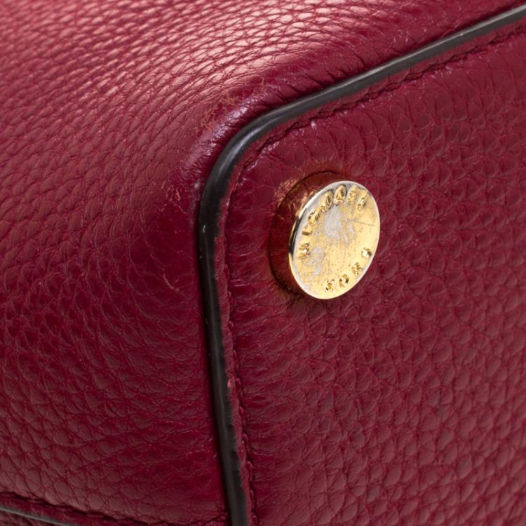 Pre Owned Michael Kors Red Leather Turn Lock Crossbody Bag