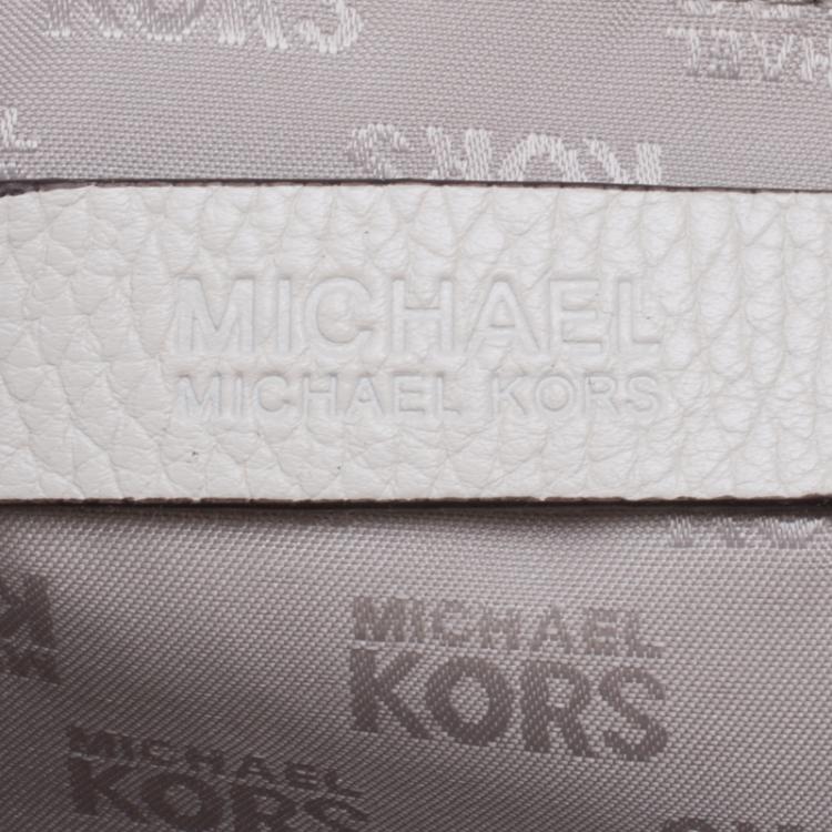 Pre Owned Michael Kors White/Grey Leather and Python Embossed Hamilton Messenger Bag