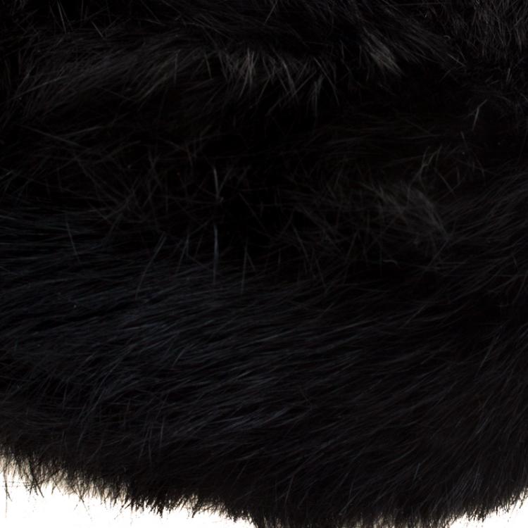 Pre Owned Michael Kors Black Fur and Python Embossed Leather Shoulder Bag