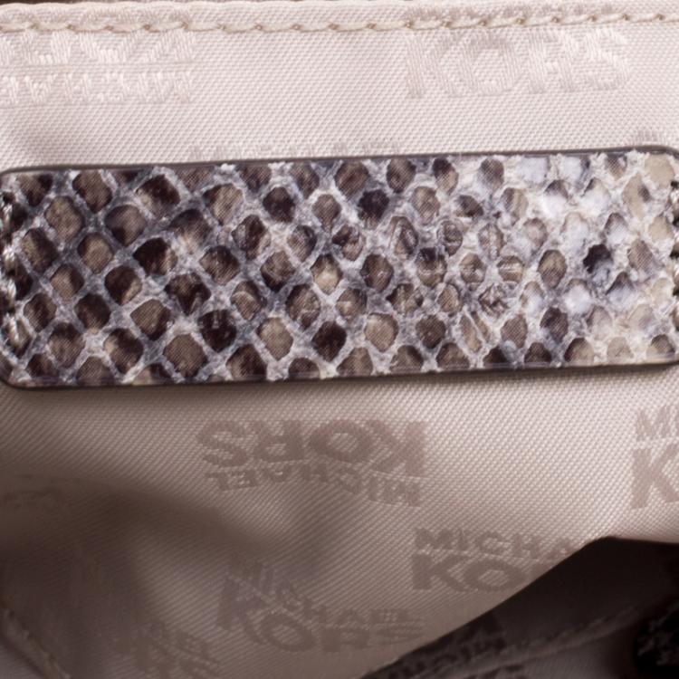 Pre Owned Michael Kors Grey Python Embossed Leather Chain Shoulder Bag 
