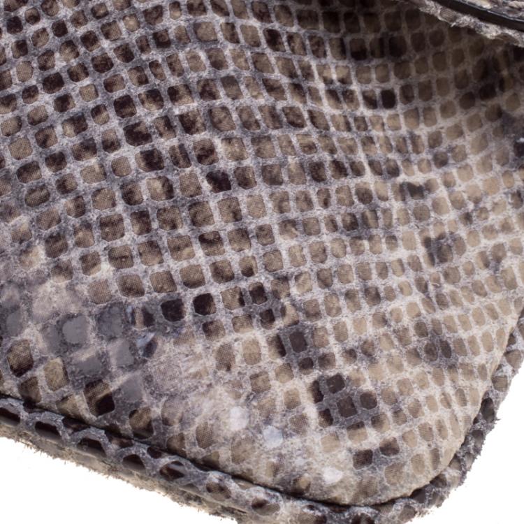 Pre Owned Michael Kors Grey Python Embossed Leather Chain Shoulder Bag 