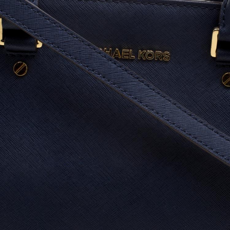 Pre Owned Michael Kors Navy Blue Saffiano Leather Selma Tote