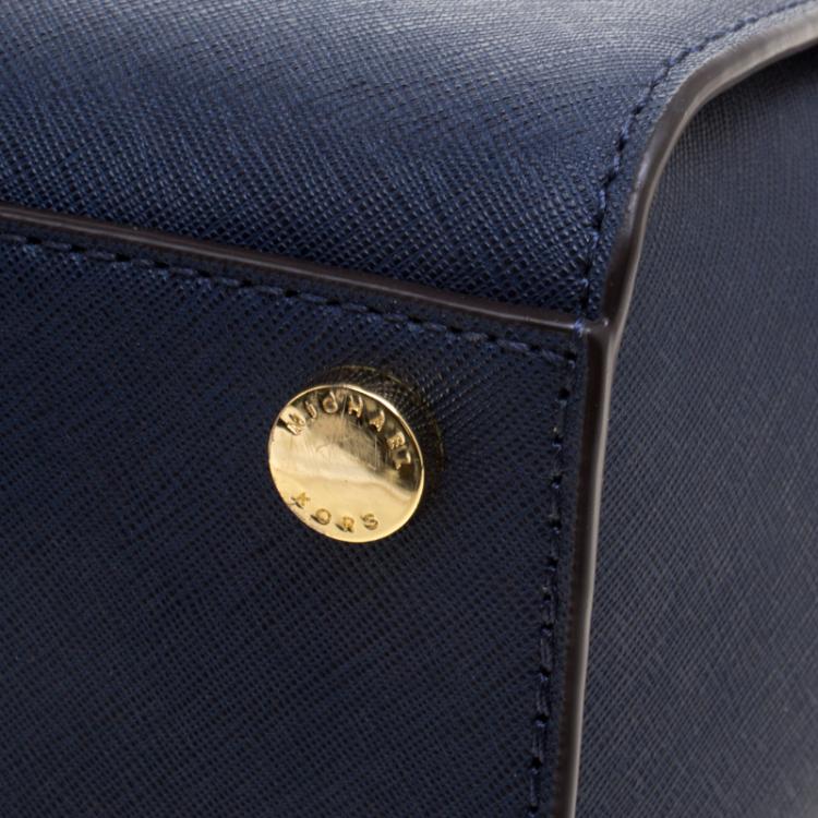 Pre Owned Michael Kors Navy Blue Saffiano Leather Selma Tote