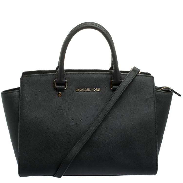 Pre Owned Michael Kors Black Saffiano Leather Medium Selma Tote