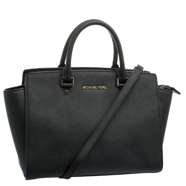 Pre Owned Michael Kors Black Saffiano Leather Medium Selma Tote