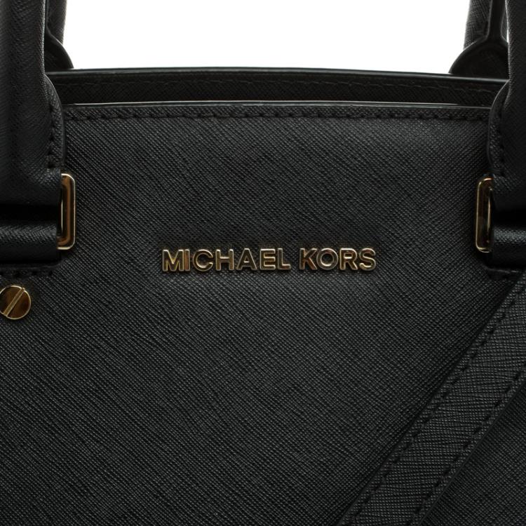 Pre Owned Michael Kors Black Saffiano Leather Medium Selma Tote