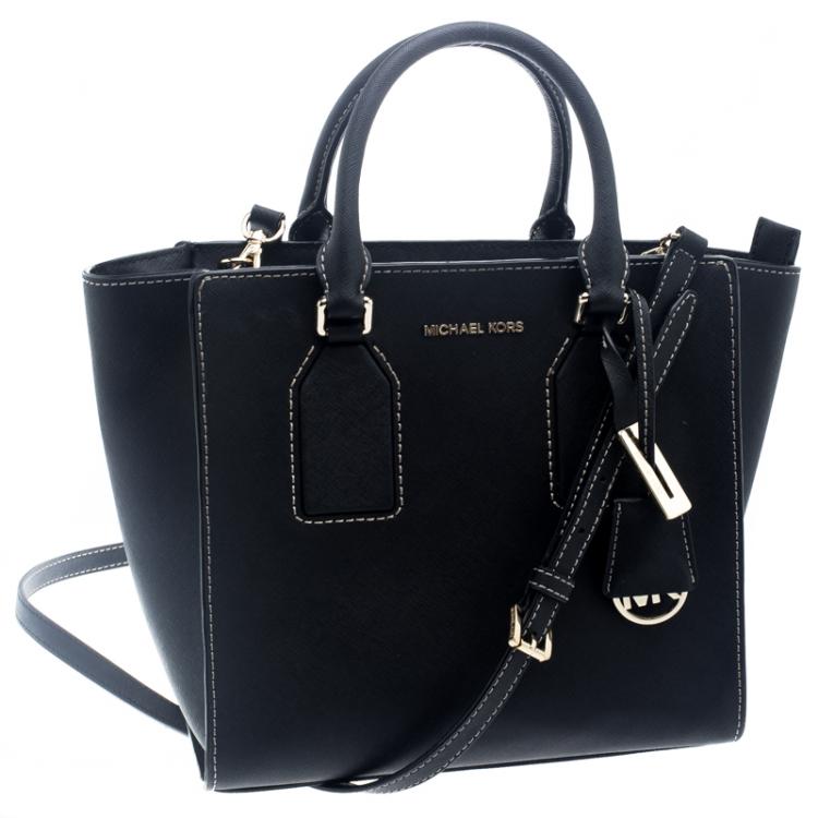 Pre Owned Michael Kors Black Leather Convertible Tote