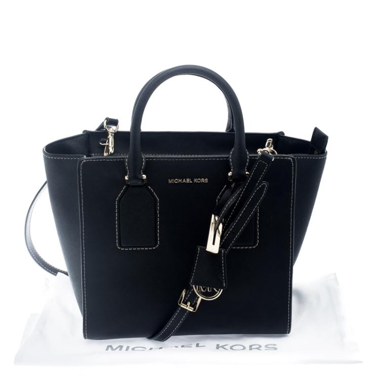 Pre Owned Michael Kors Black Leather Convertible Tote