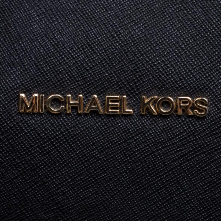 Pre Owned Michael Kors Black Saffiano Leather Jetset Tote