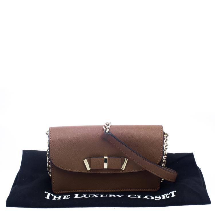 Pre Owned Michael Kors Brown Leather Crossbody Bag