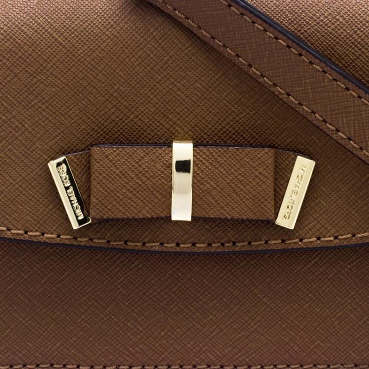 Pre Owned Michael Kors Brown Leather Crossbody Bag