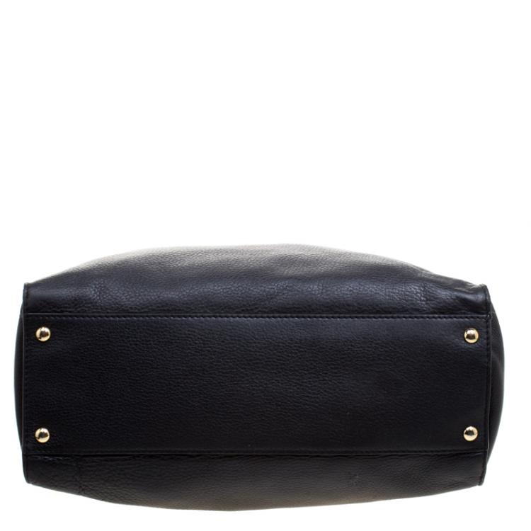 Pre Owned Michael Kors Black Leather East West Hamilton Tote