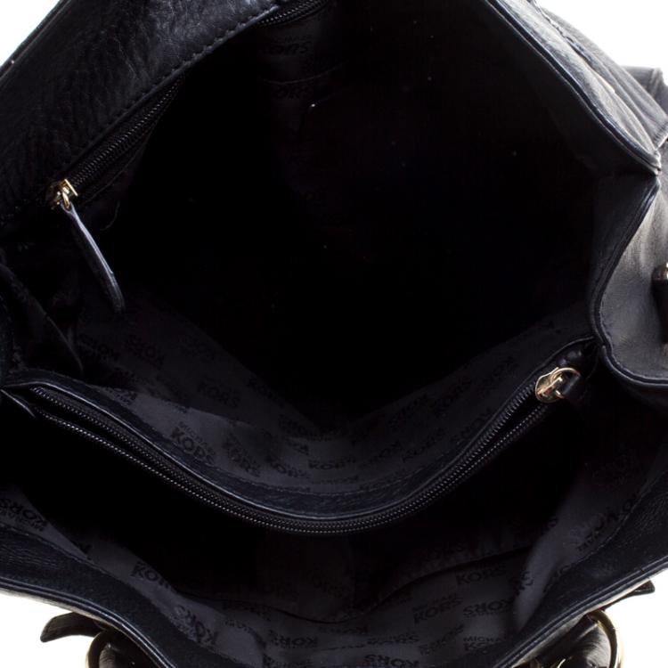 Pre Owned Michael Kors Black Leather East West Hamilton Tote
