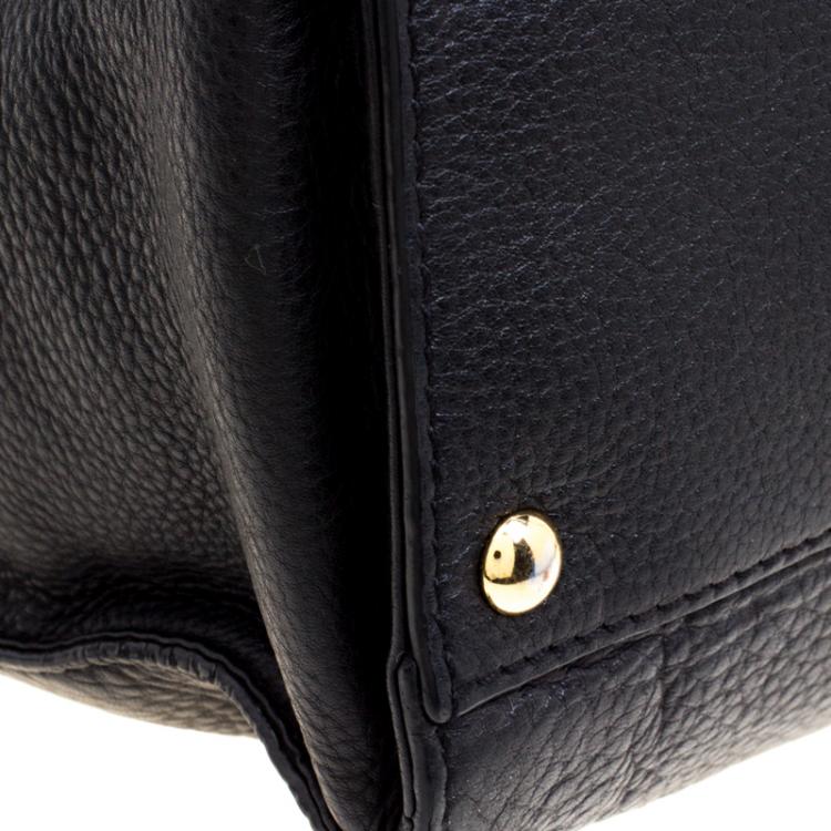 Pre Owned Michael Kors Black Leather East West Hamilton Tote