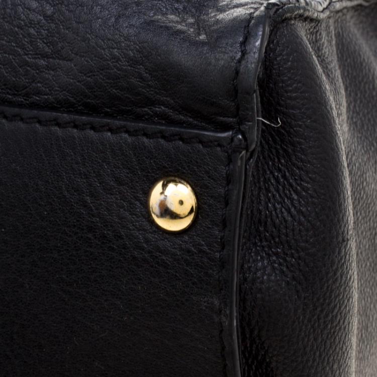 Pre Owned Michael Kors Black Leather East West Hamilton Tote