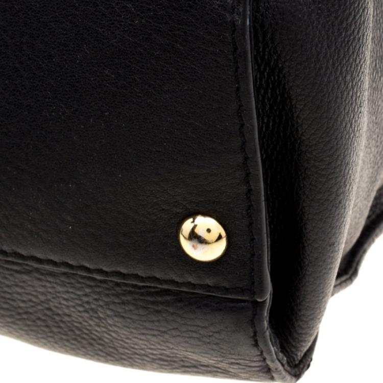 Pre Owned Michael Kors Black Leather East West Hamilton Tote