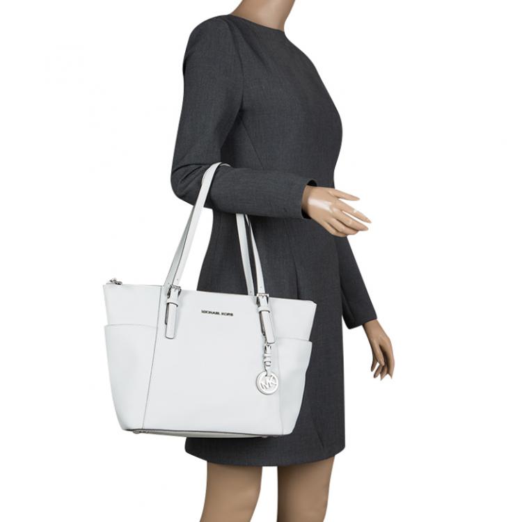 Jet set leather tote Michael Kors White in Leather - 31972125