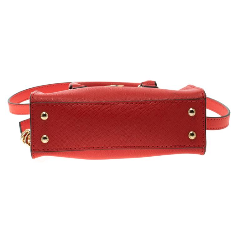 Pre Owned Michael Kors Red Saffiano Leather Hamilton Crossbody Bag