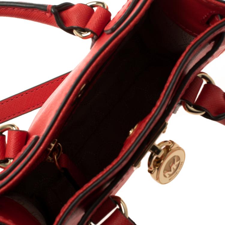 Pre Owned Michael Kors Red Saffiano Leather Hamilton Crossbody Bag