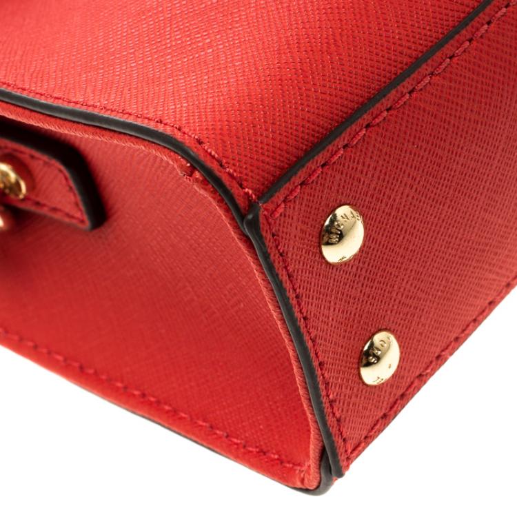 Pre Owned Michael Kors Red Saffiano Leather Hamilton Crossbody Bag