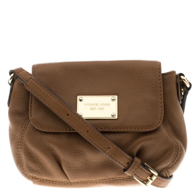 Pre Owned Michael Kors Brown Leather Crossbody Bag