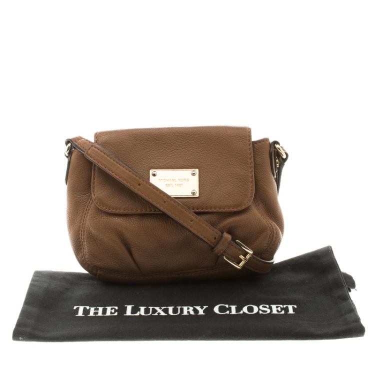 Pre Owned Michael Kors Brown Leather Crossbody Bag