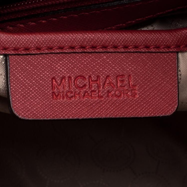Pre Owned Michael Kors Red Leather Medium Selma Studded Tote