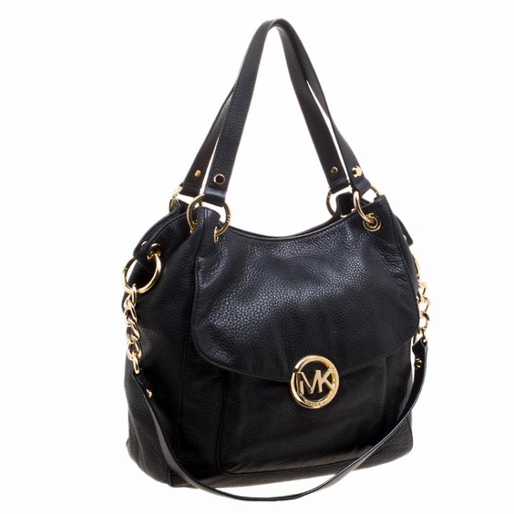Pre Owned Michael Kors Black Leather Shoulder Bag