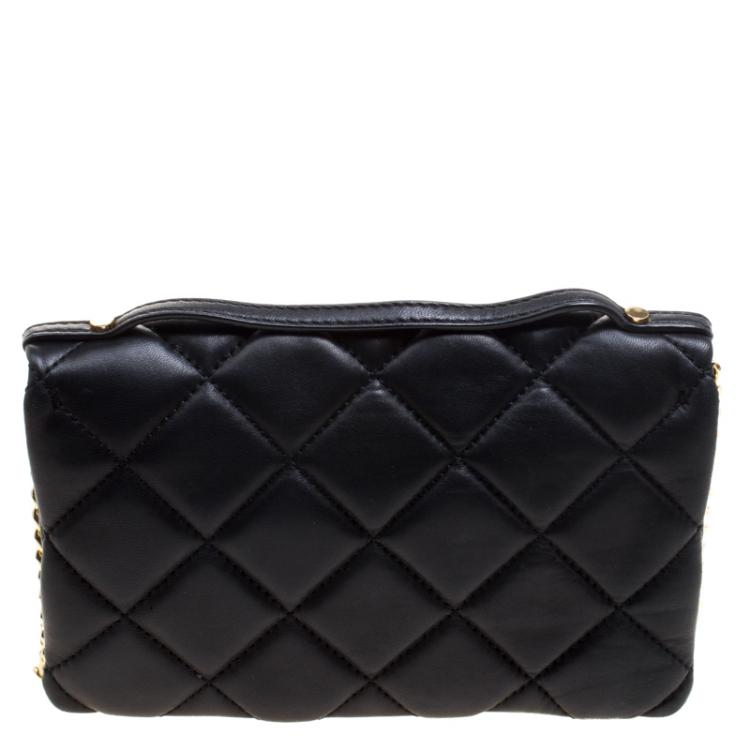Pre Owned Michael Kors Black Quilted Leather Small Sloan Messenger Bag 