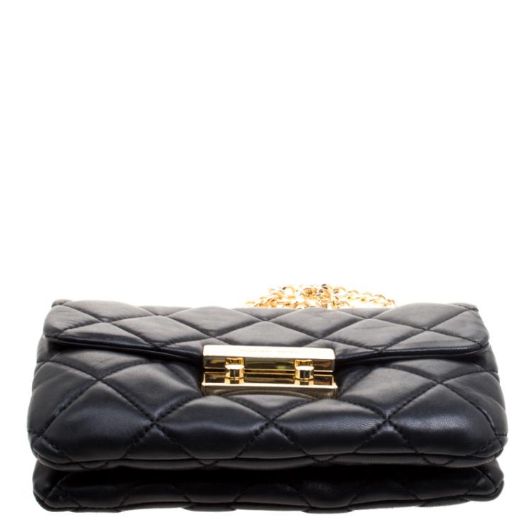 Pre Owned Michael Kors Black Quilted Leather Small Sloan Messenger Bag 