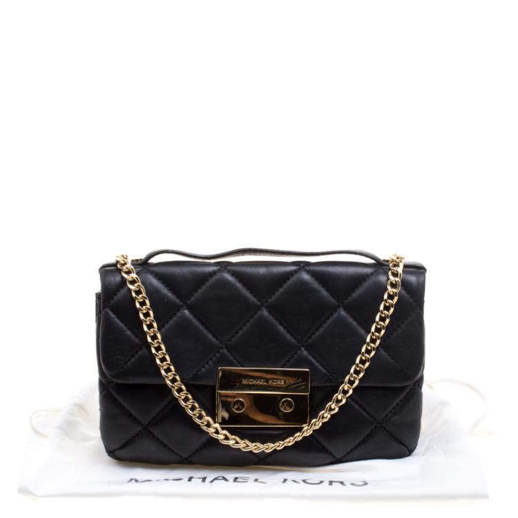 Pre Owned Michael Kors Black Quilted Leather Small Sloan Messenger Bag 
