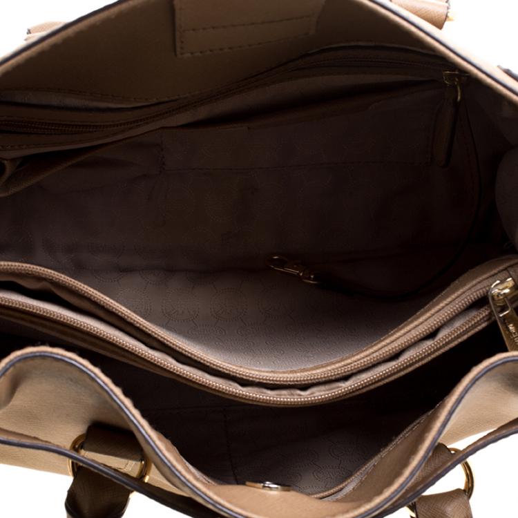 Pre Owned Michael Kors Brown Leather East West Hamilton Tote