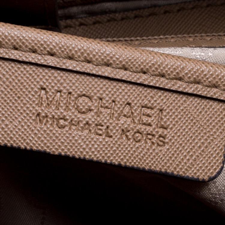 Pre Owned Michael Kors Brown Leather East West Hamilton Tote