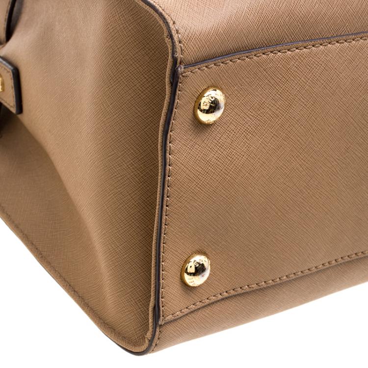 Pre Owned Michael Kors Brown Leather East West Hamilton Tote