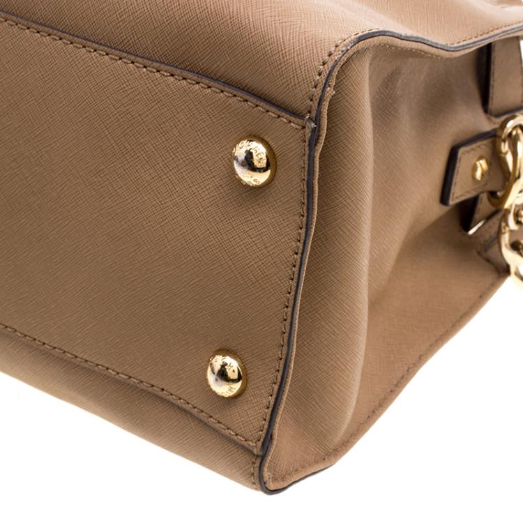 Pre Owned Michael Kors Brown Leather East West Hamilton Tote